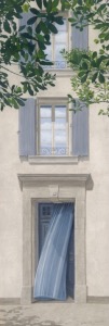 Tenture murale « Porte rideau bleu »