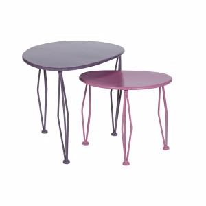 Lot 2 tables basses rose et prune - Jardin d'Ulysse