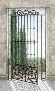 Tenture murale "Grille de Jardin"120X73cm ou 220X135cm